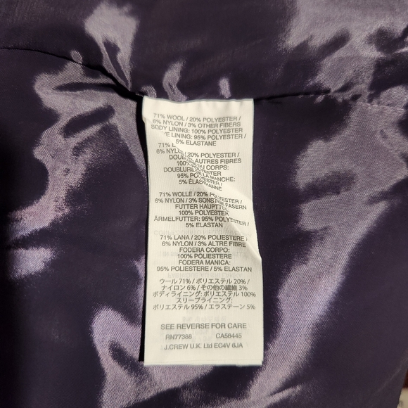 J. Crew Plaid Regent Wool Blazer Business Office Satin Jacket NEW Size 12 - Picture 12 of 12